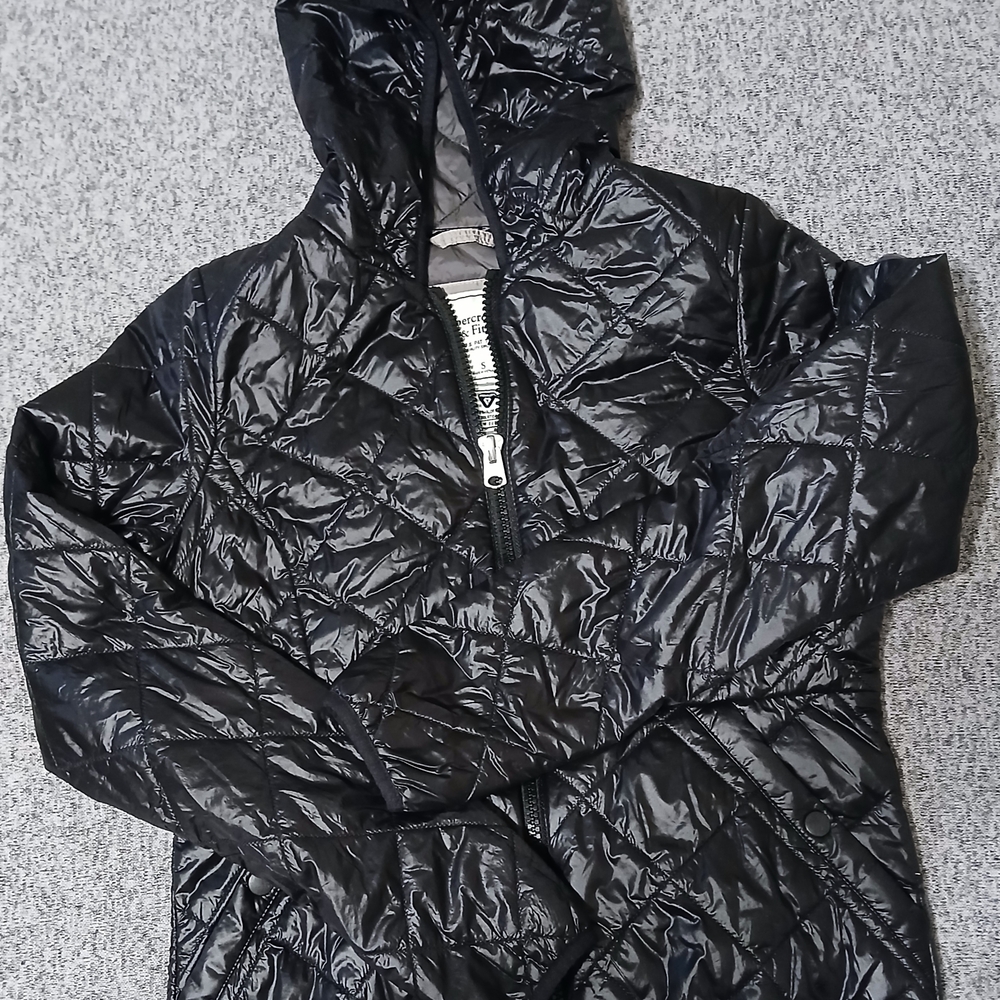 Abercrombie & Fitch Black Quilted Hooded Puffer Jacket